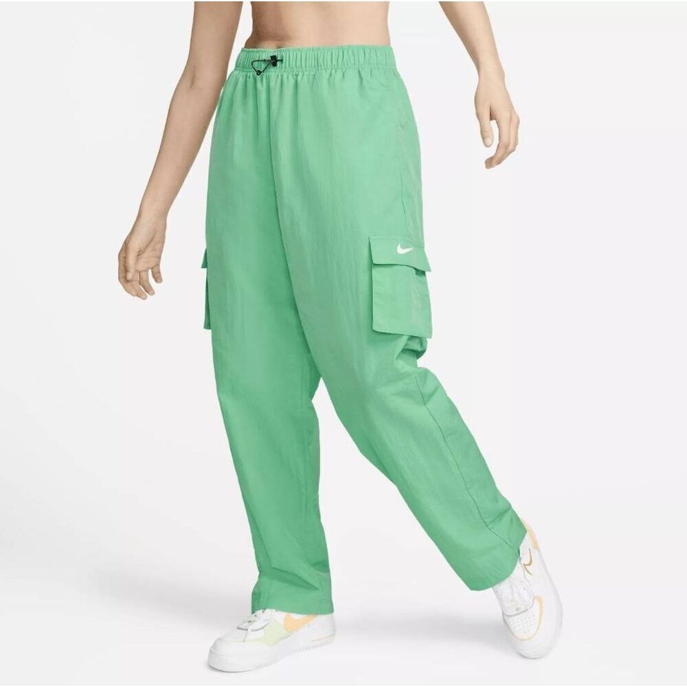 Nike Cargo Track Pants Women's‎ Small Green 100% Nylon Elastic Waist Pockets NWT